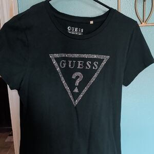 GUESS Women's Dark Green Logo Tee